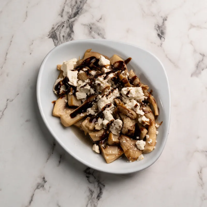 Mushroom saganaki with creamy feta and a hint of balsamic